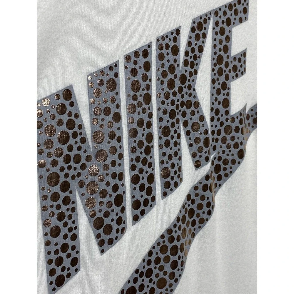 Nike Sweatshirt Women Small White Rally Metallic Fleece 652 Long Sleeve Gym Yoga